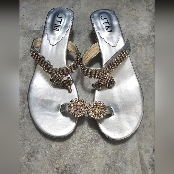 Silver Rhinestone Sandals - Picture 3 of 9